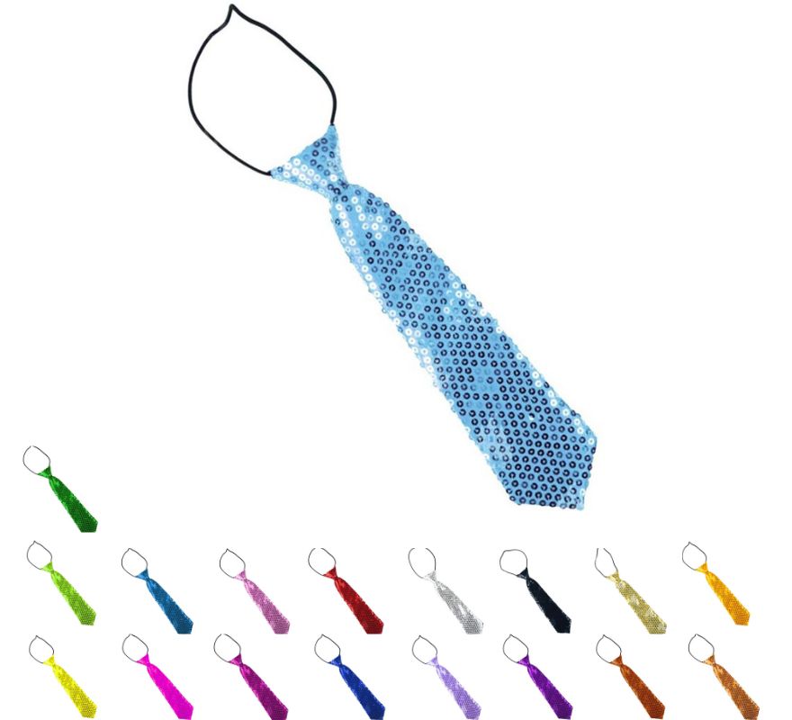 Translation missing: de.Corbata con lentejuelas infantil de 30 cm en varios colores