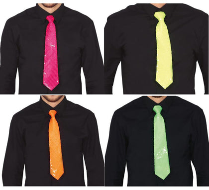 Corbata de Lentejuelas Neón en varios colores de 36 cm