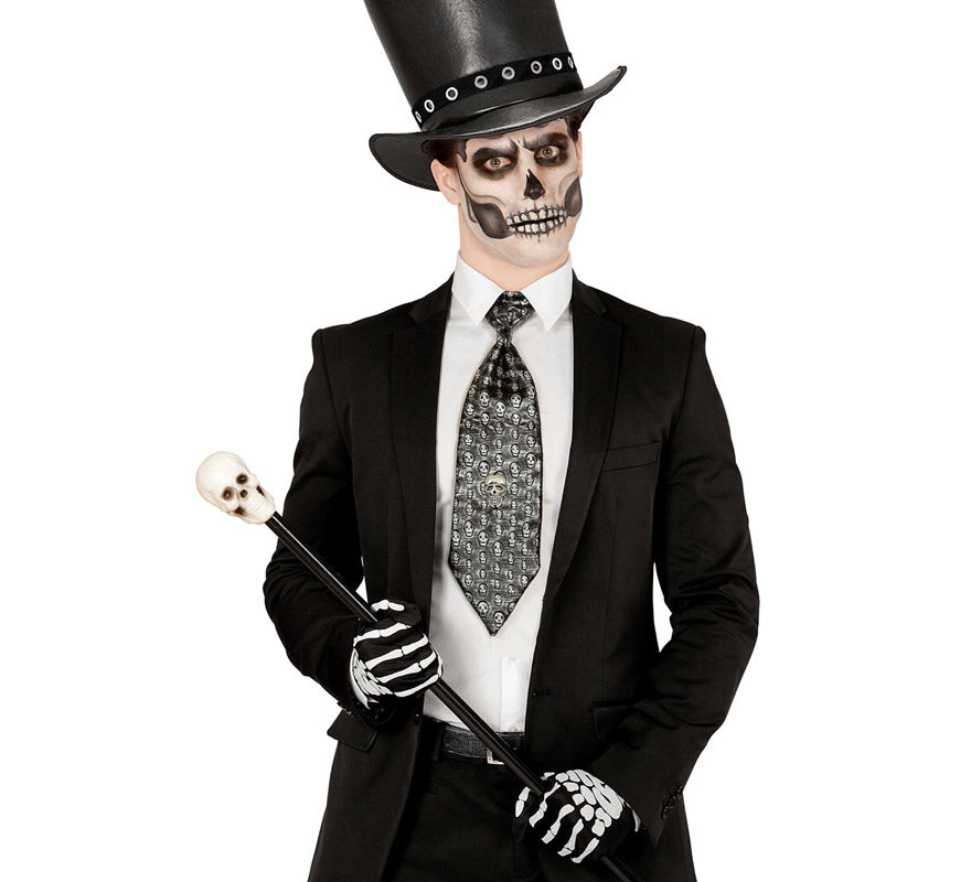 Corbata Halloween de Calavera Metalizada