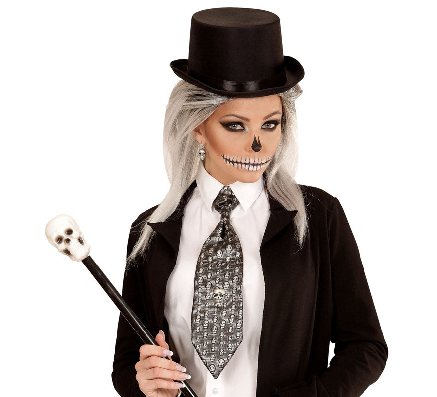 Corbata Halloween de Calavera Metalizada