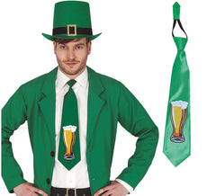 Grüne Krawatte mit St. Patrick's Beer Print