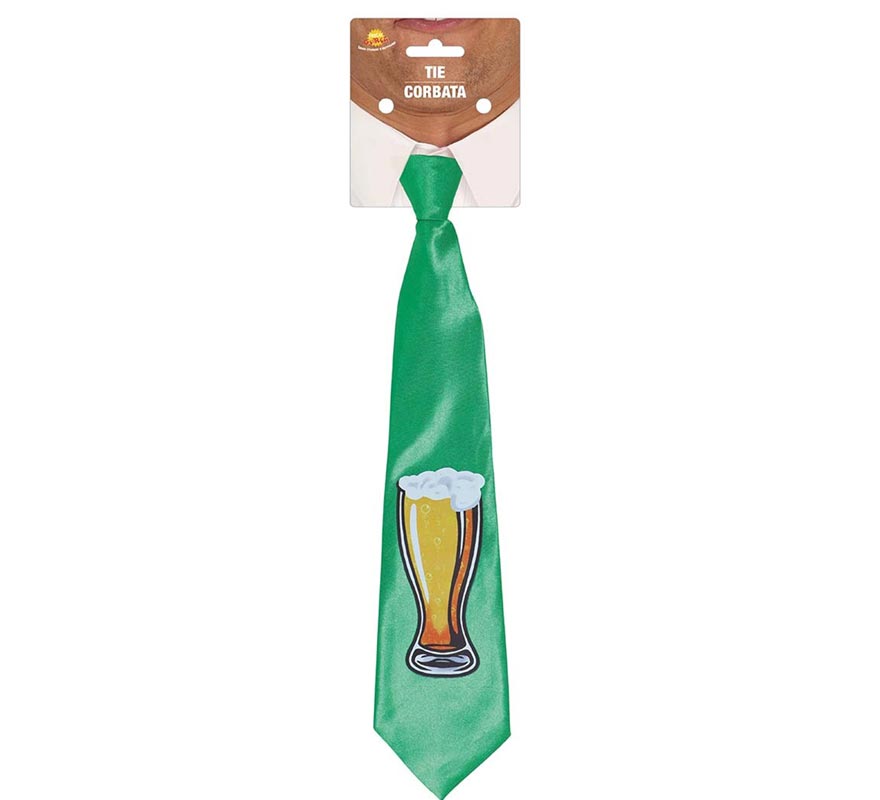 Corbata Verde con estampado de Cerveza de San Patricio