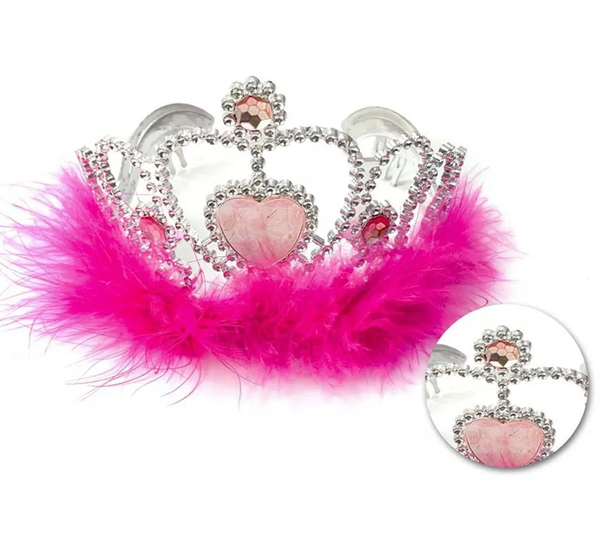 Translation missing: de.Corona Corazón fucsia con plumas