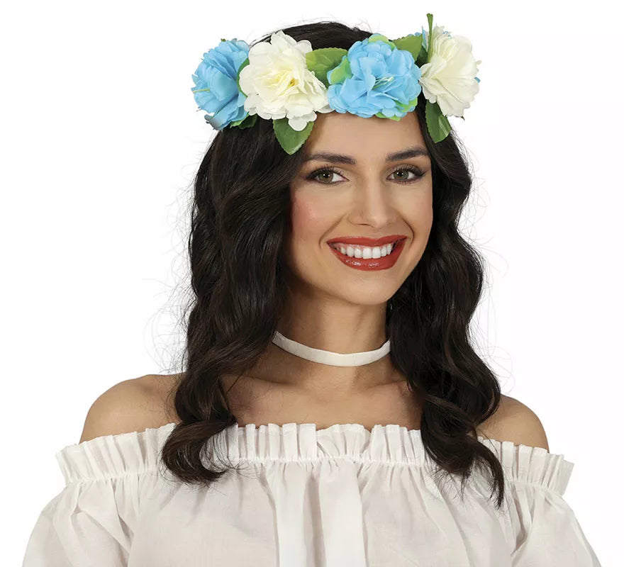 Translation missing: de.Corona de Flores blancas y azules de 20 cm