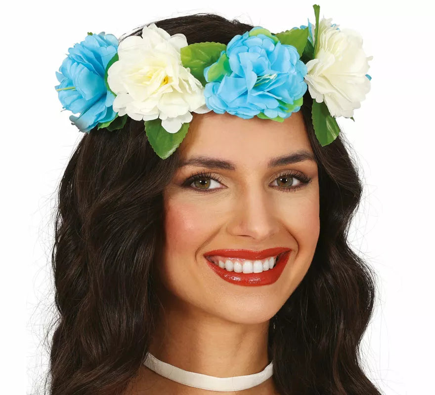 Translation missing: de.Corona de Flores blancas y azules de 20 cm
