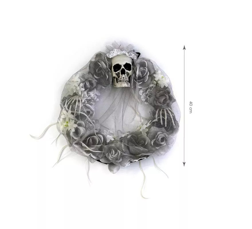 Translation missing: de.Corona de Flores grises y Calavera de 43x40 cm