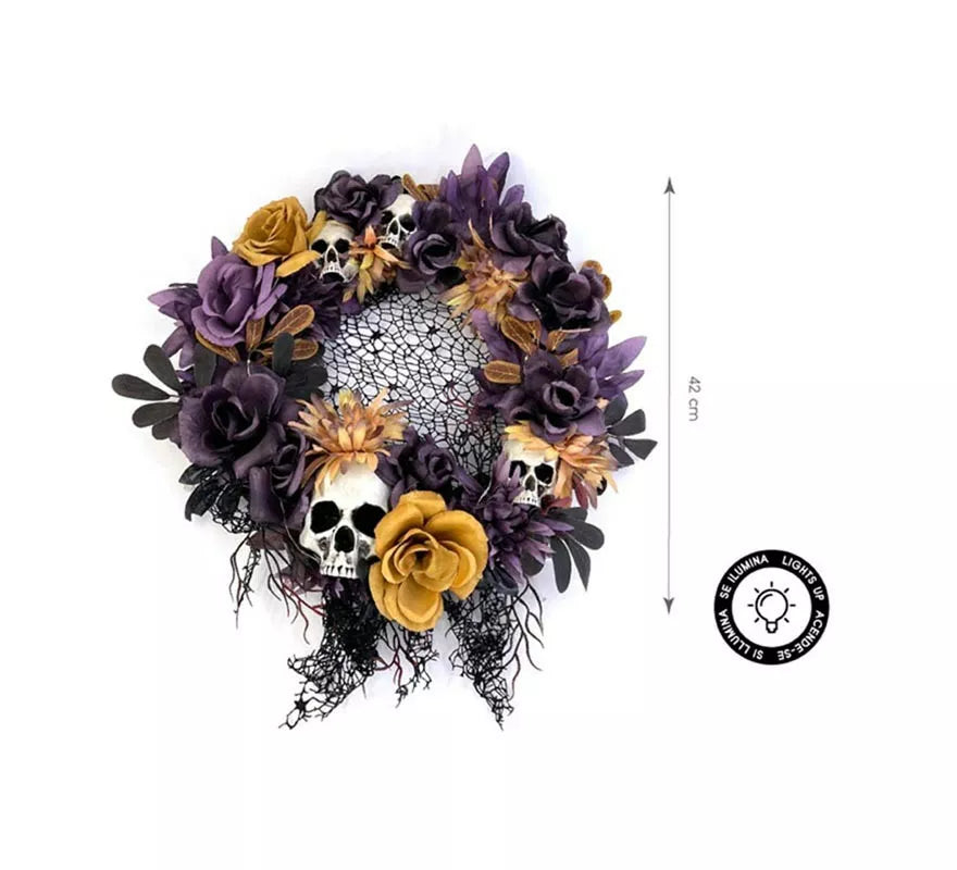 Corona de Flores púrpura con luz de 42x42 cm