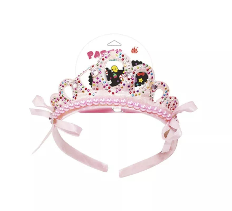 Translation missing: de.Corona de Princesa strass rosa con lazos