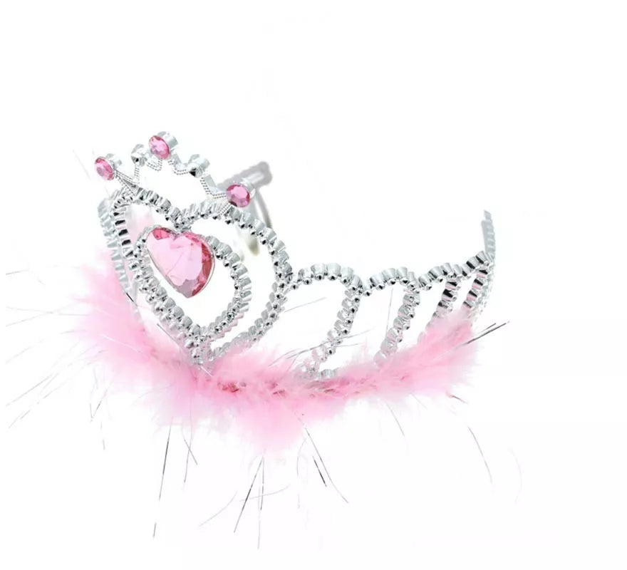 Translation missing: de.Corona Princesa Corazón rosa con plumas