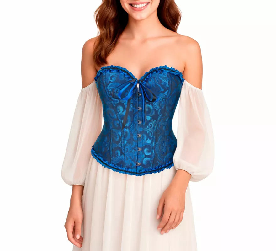 Translation missing: de.Corset Jacquard azul con Lazo para mujer