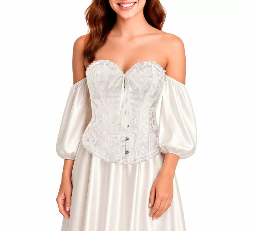 Translation missing: de.Corset Jacquard blanco con Lazo para mujer