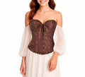 Corset Jacquard marrón con Lazo para mujer