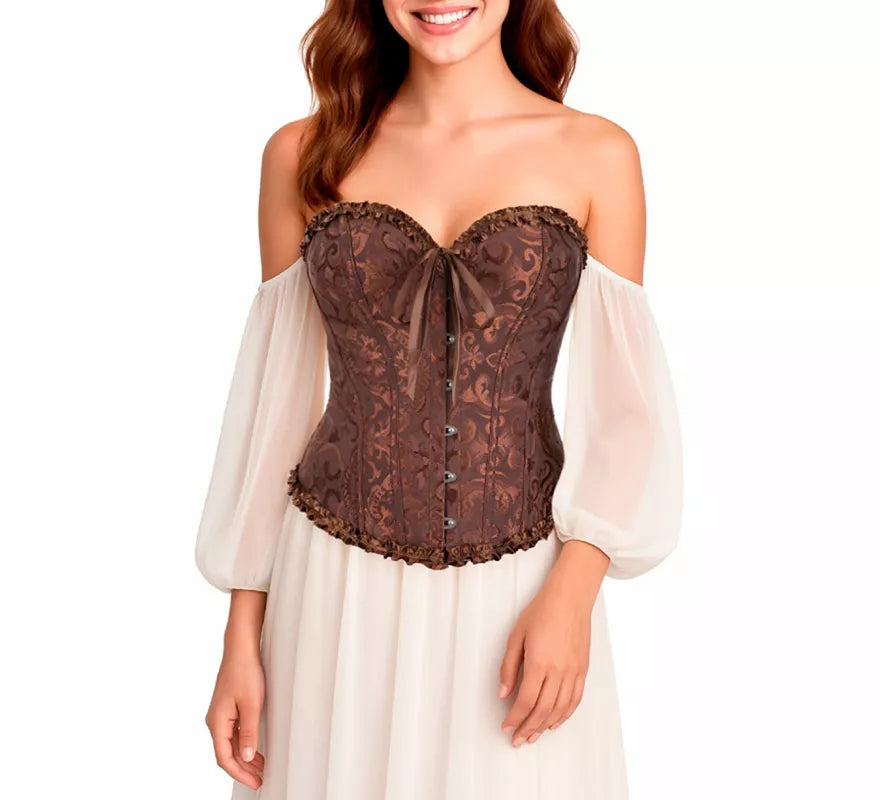 Translation missing: de.Corset Jacquard marrón con Lazo para mujer