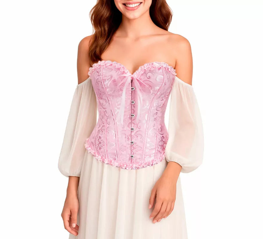 Translation missing: de.Corset Jacquard rosa con Lazo para mujer