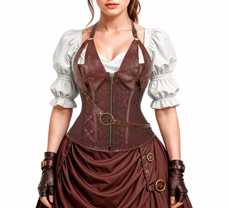Translation missing: de.Corset Jacquard Steampunk para mujer