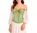 Corset Jacquard verde con Lazo para mujer