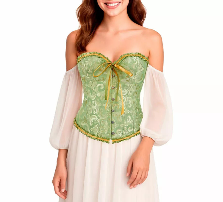 Translation missing: de.Corset Jacquard verde con Lazo para mujer