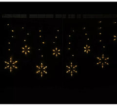 Vorhang aus 12 warmen Schneeflocken mit 138 LEDs