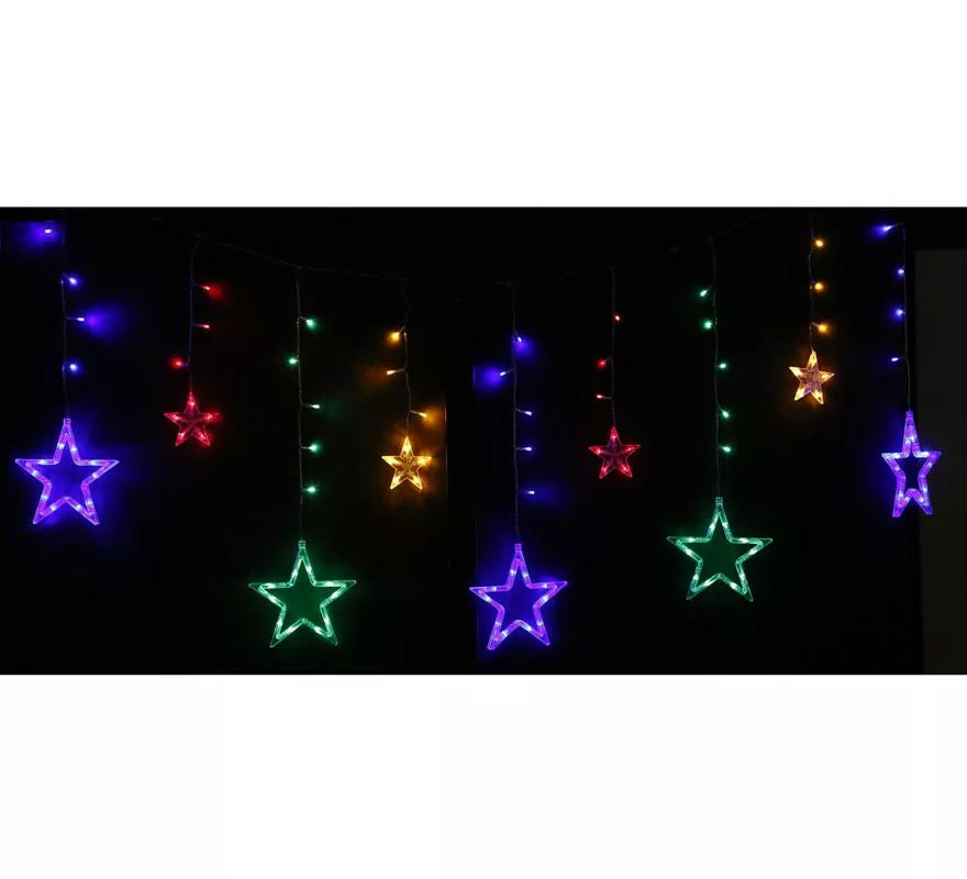 Translation missing: de.Cortina de 12 Estrellas con 138 Led multicolor de 2 metros