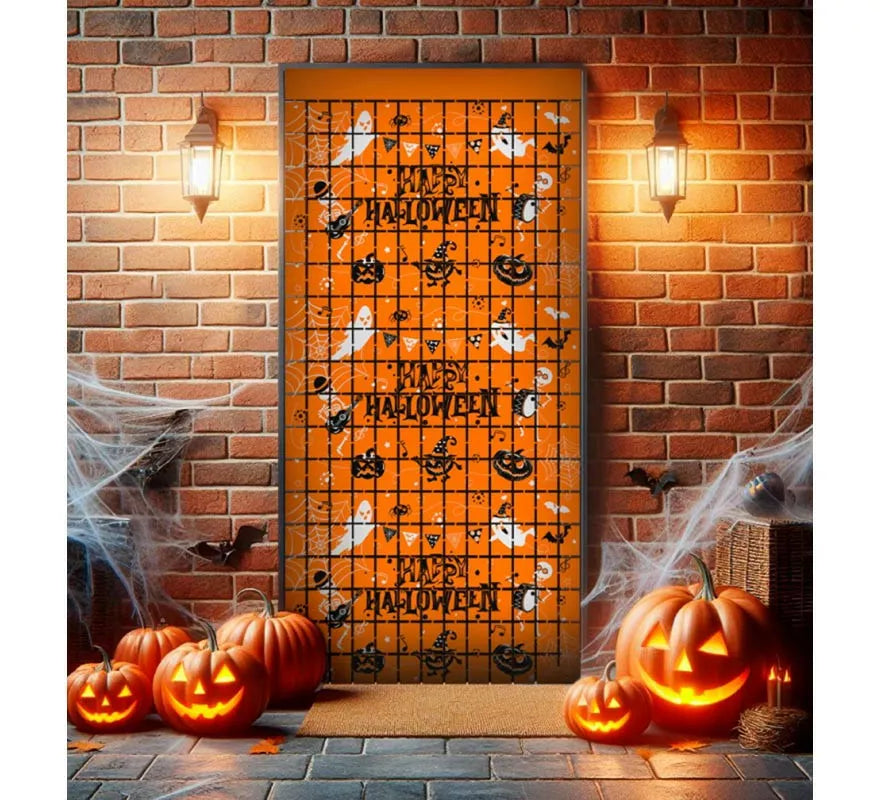 Translation missing: de.Cortina Happy Halloween Fantasmas de cuadros de 1x2 m
