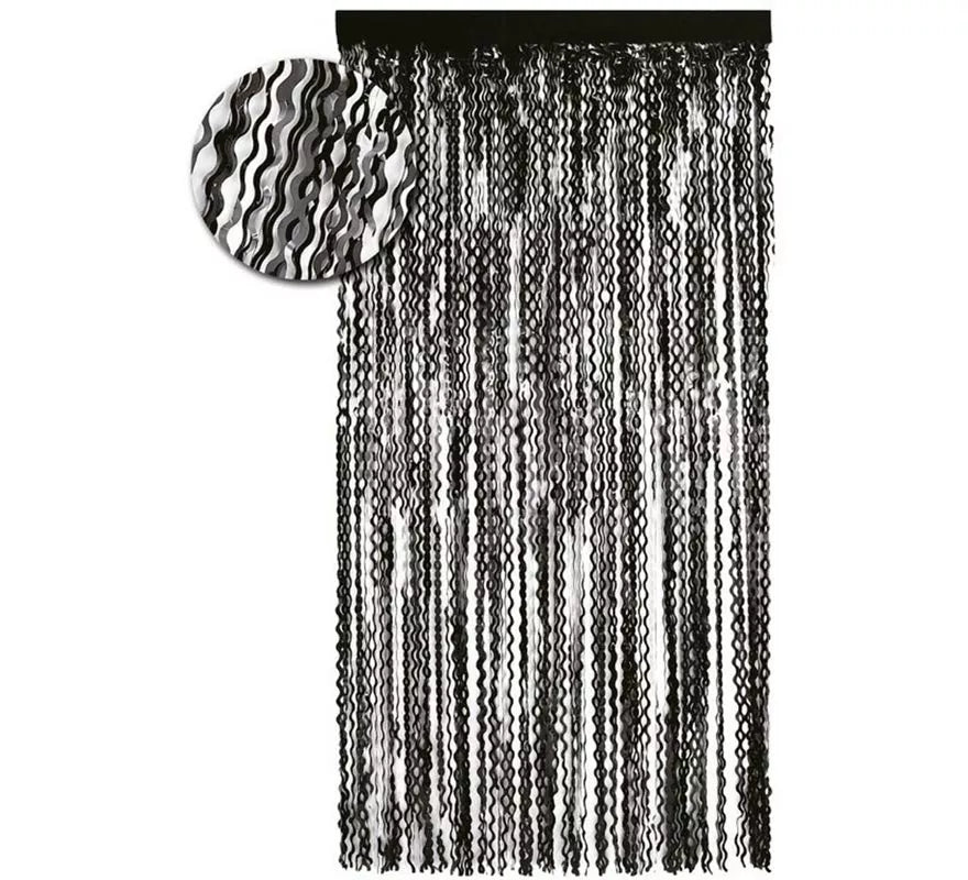Translation missing: de.Cortina Negra Holográfica de Flecos Ondulados de 100x200 cm