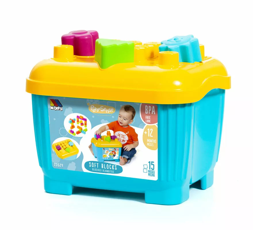 Translation missing: de.Cubeta de Bloques y Puzzles Blandos con 15 Piezas