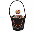 Cubo Calabaza de Fieltro Negra Gato 13x10 cm