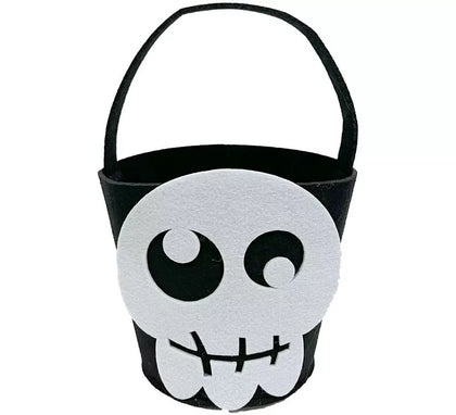 Cubo Calavera de Fieltro blanco y negro 20x18x18,50 cm