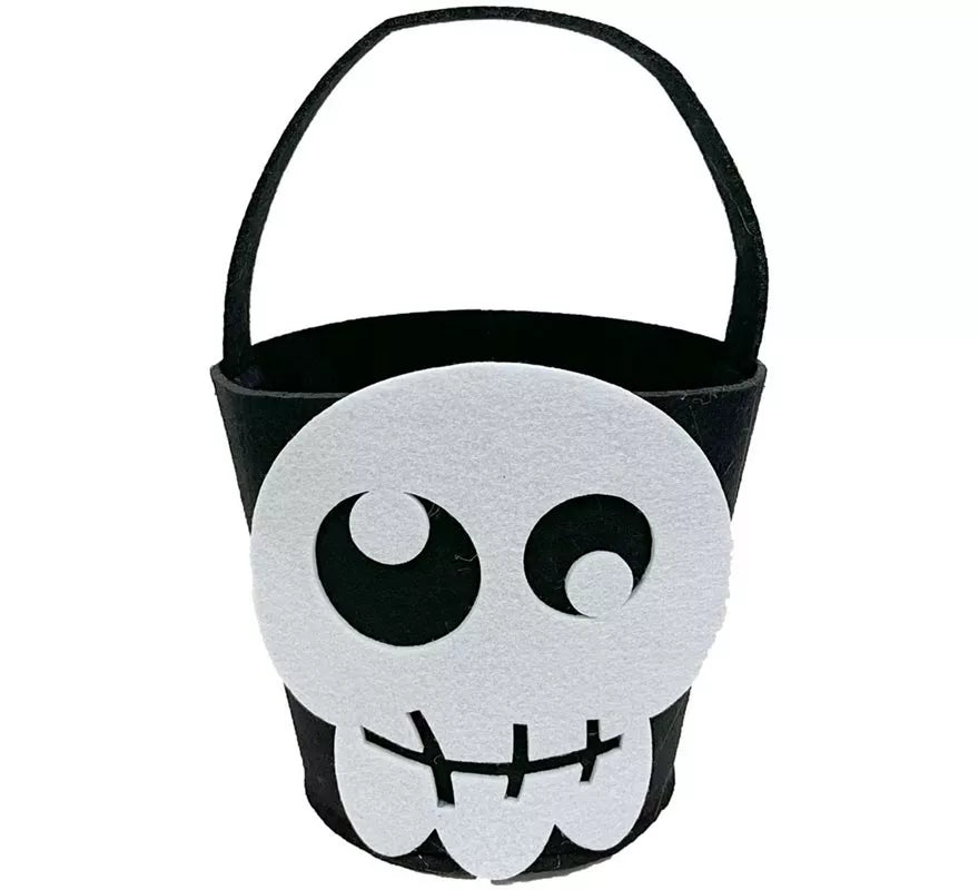 Translation missing: de.Cubo Calavera de Fieltro blanco y negro 20x18x18,50 cm
