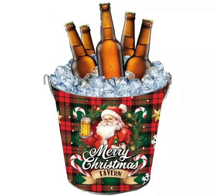 Translation missing: de.Cubo Merry Christmas de metal de 19x23 cm