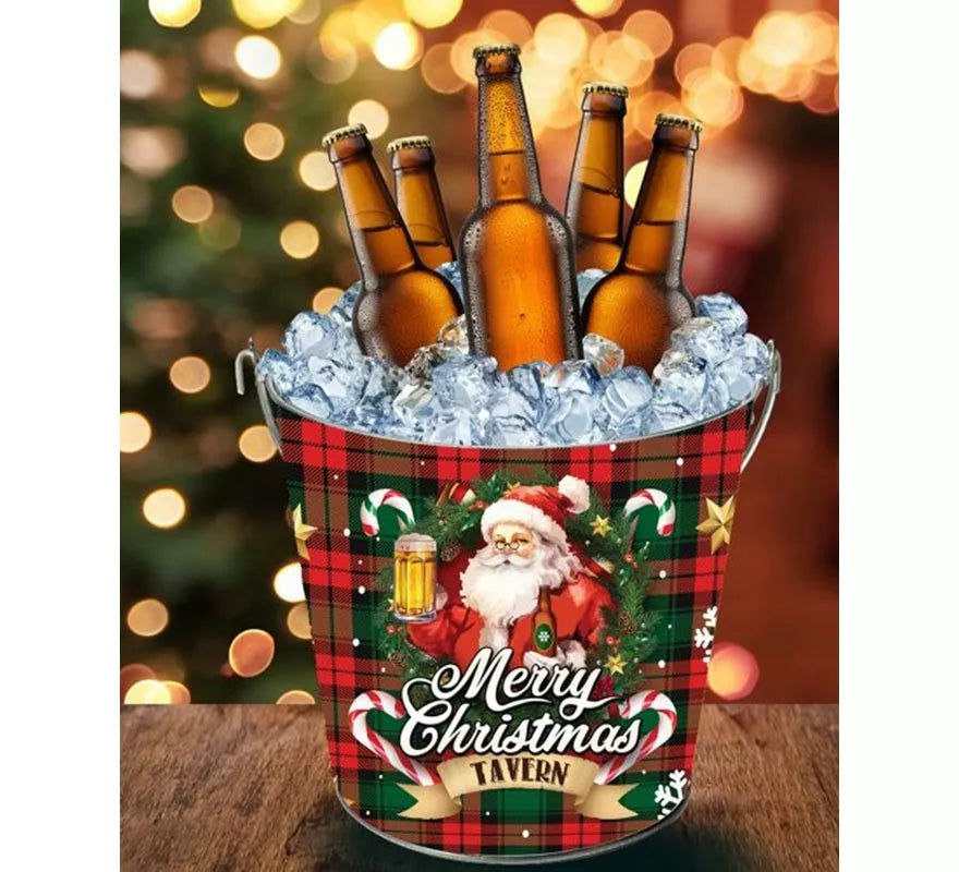 Translation missing: de.Cubo Merry Christmas de metal de 19x23 cm