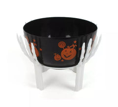 Schwarze Schale mit Skelettarmsockel 26x18 cm