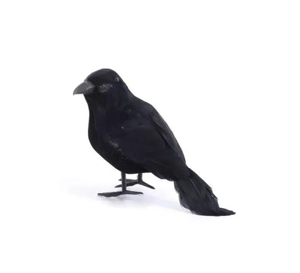 Cuervo plumas largas negro de 14 cm