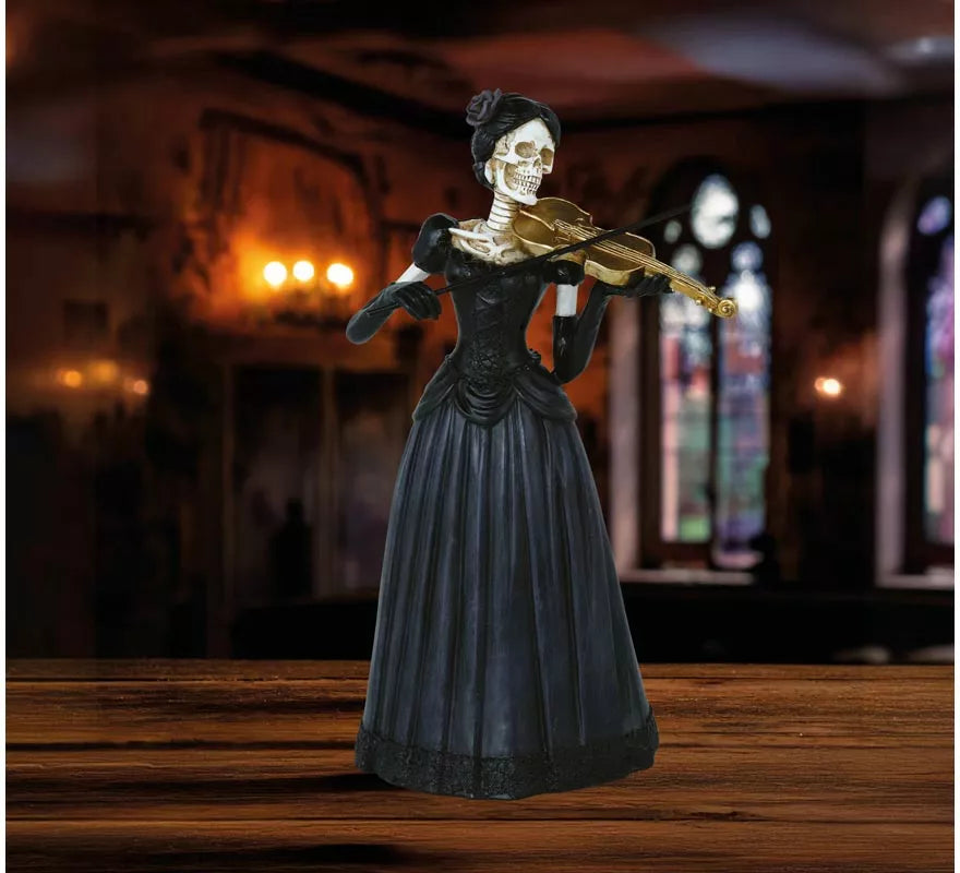 Translation missing: de.Dama Esqueleto con Violín de Resina de 26x15 cm