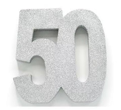 Tischdekoration Nummer 50 Silberfarbe