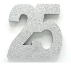 Dekoration für Tisch Nummer 25 Silber aus SCHAUMSTOFF von 202x205x30 mm