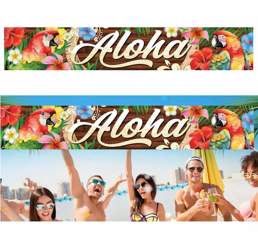 Decoración Verano Aloha de tela de 290x150 cm