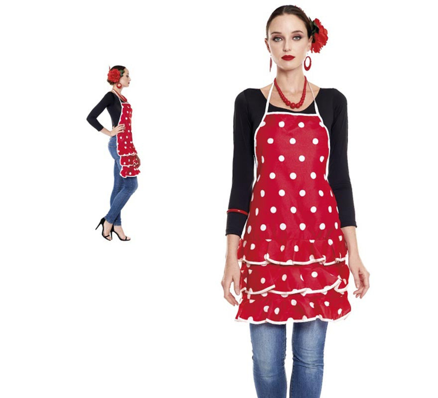 Translation missing: de.Delantal de Flamenca rojo con lunares blancos