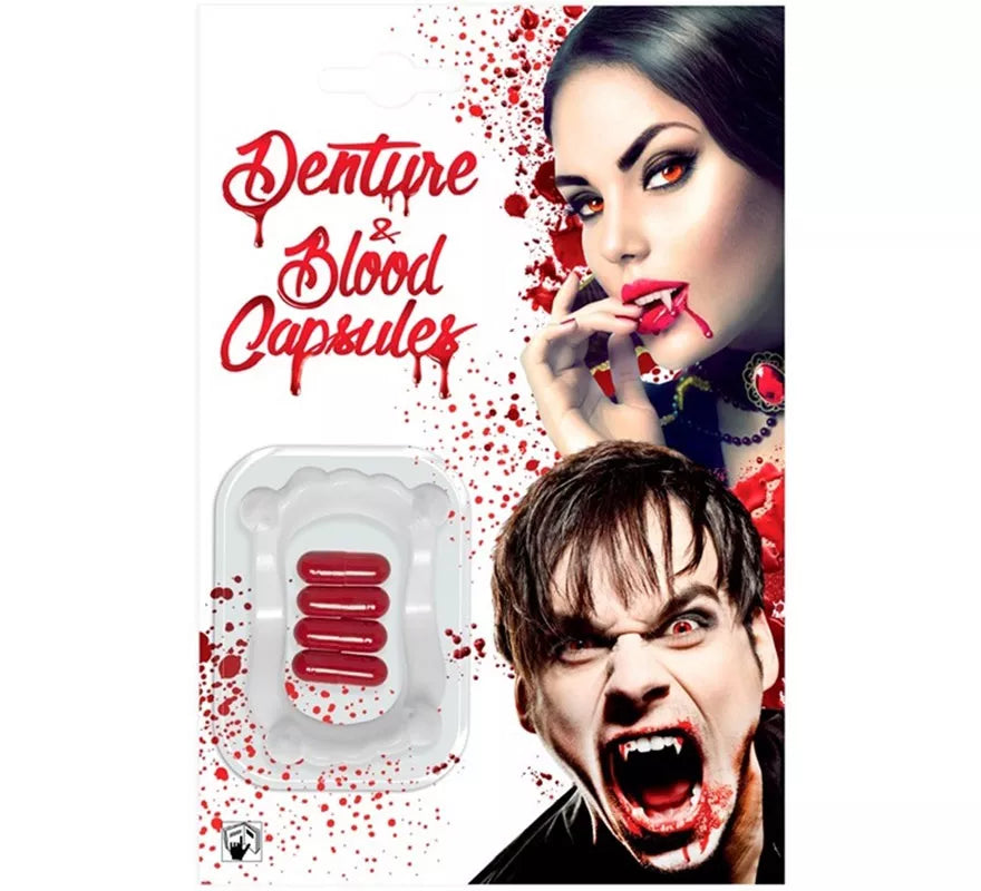 Translation missing: de.Dentadura de Vampiro con 4 Capsulas de Sangre