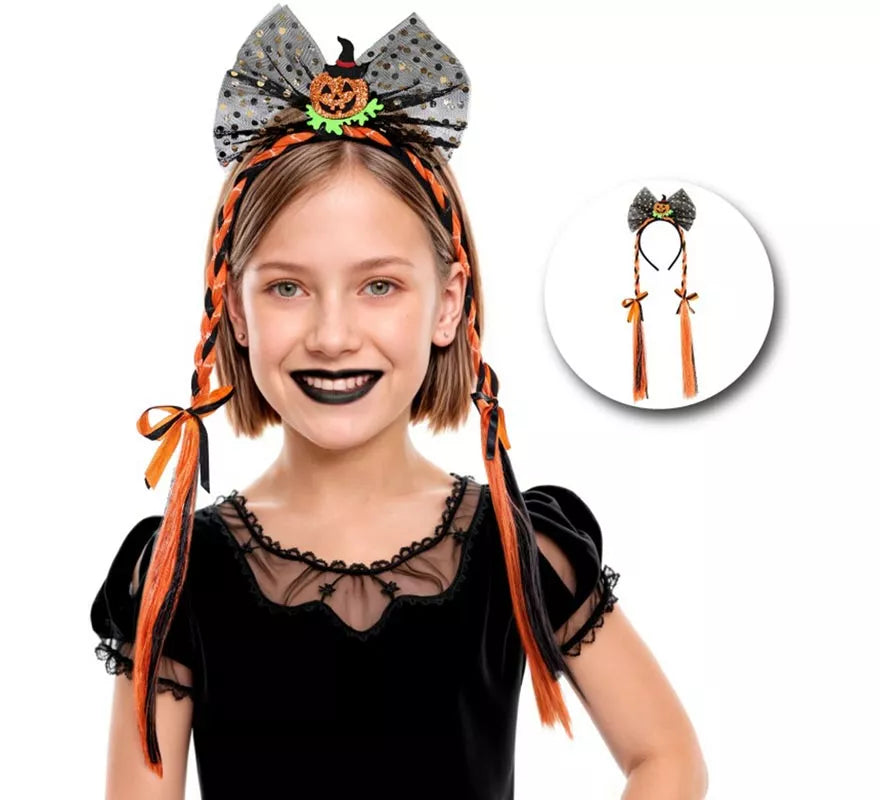 Translation missing: de.Diadema Calabaza con Dos Trenzas Infantil
