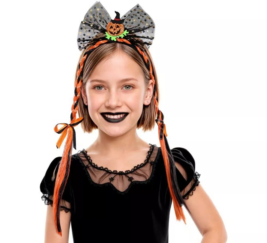 Translation missing: de.Diadema Calabaza con Dos Trenzas Infantil