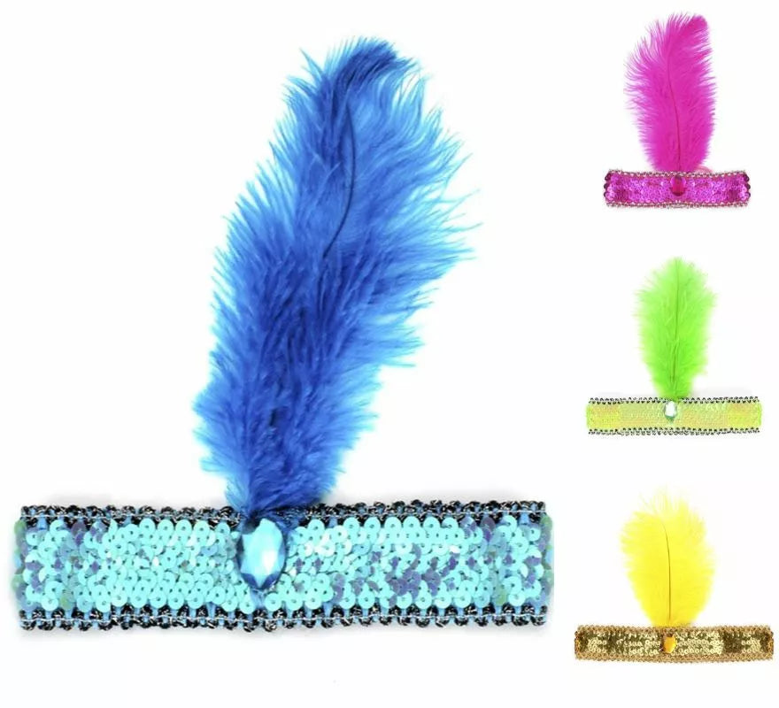 Translation missing: de.Diadema Charlestón con Pluma y Lentejuelas en varios colores