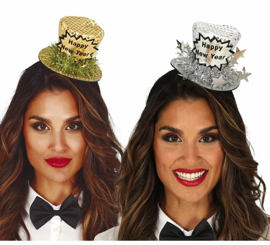 Translation missing: de.Diadema Chistera 'Happy New Year' Plata y Oro Surtidos