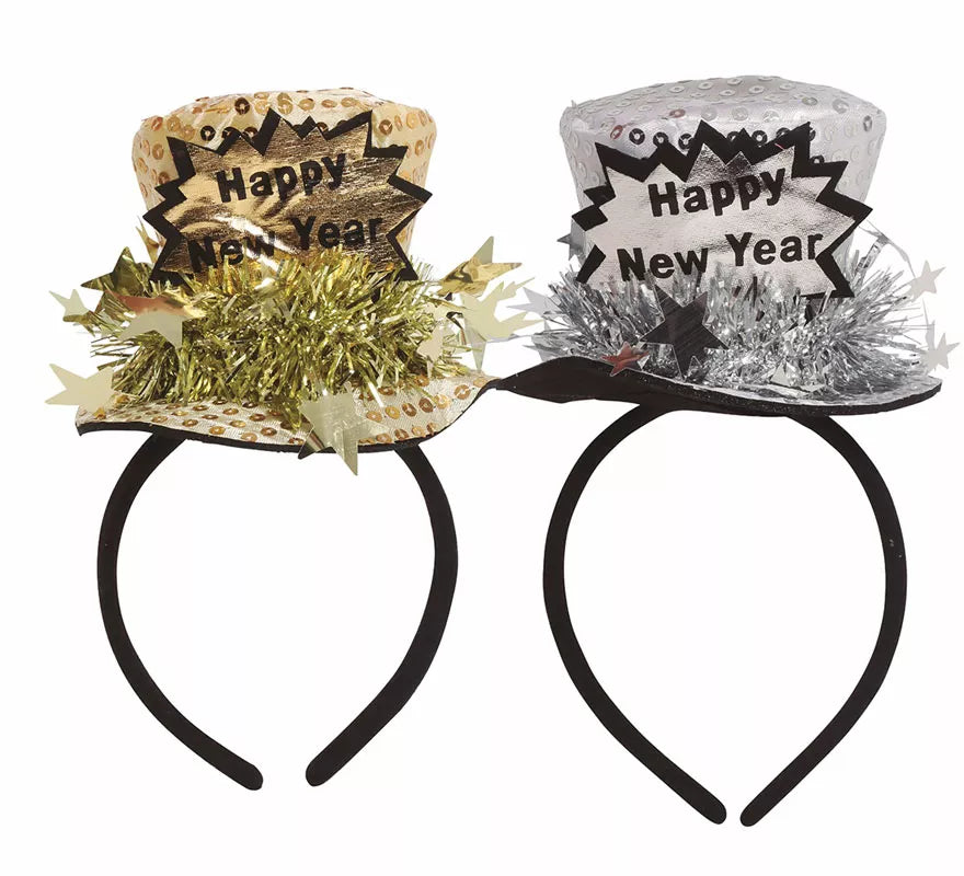 Translation missing: de.Diadema Chistera 'Happy New Year' Plata y Oro Surtidos