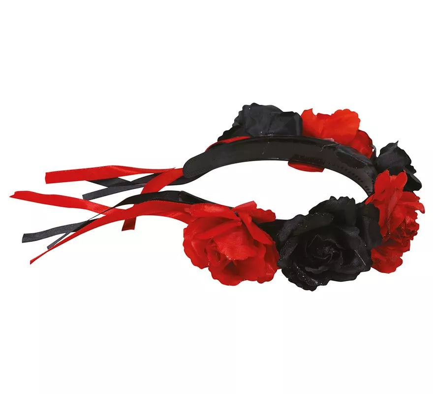Translation missing: de.Diadema con Flores Rojas y Negras