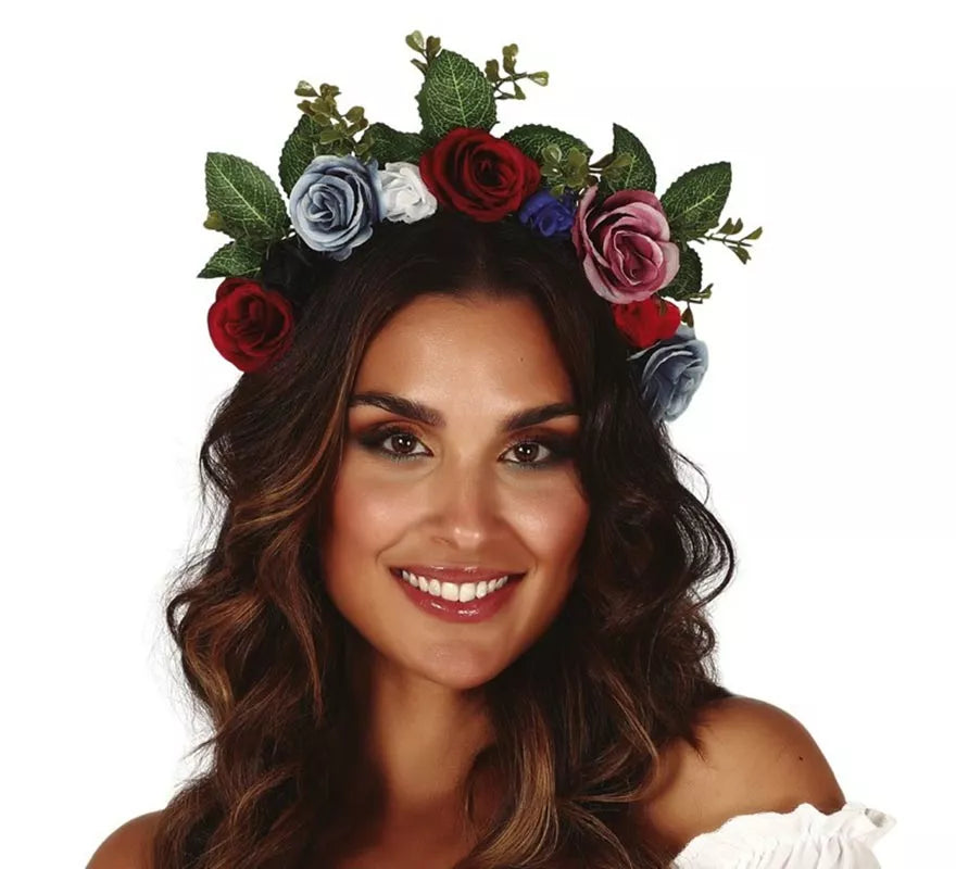Diadema con Flores y Hojas