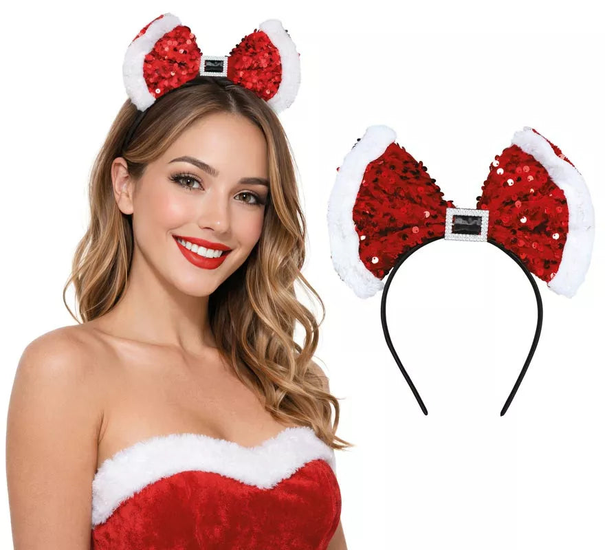 Translation missing: de.Diadema con Lazo de Mamá Noel y Lentejuelas