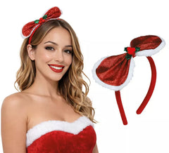 Stirnband mit Weihnachtsschleife und Stechpalme