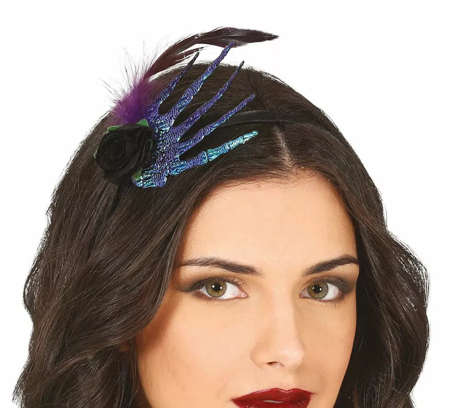 Translation missing: de.Diadema con Mano, Pluma y Rosa Negra