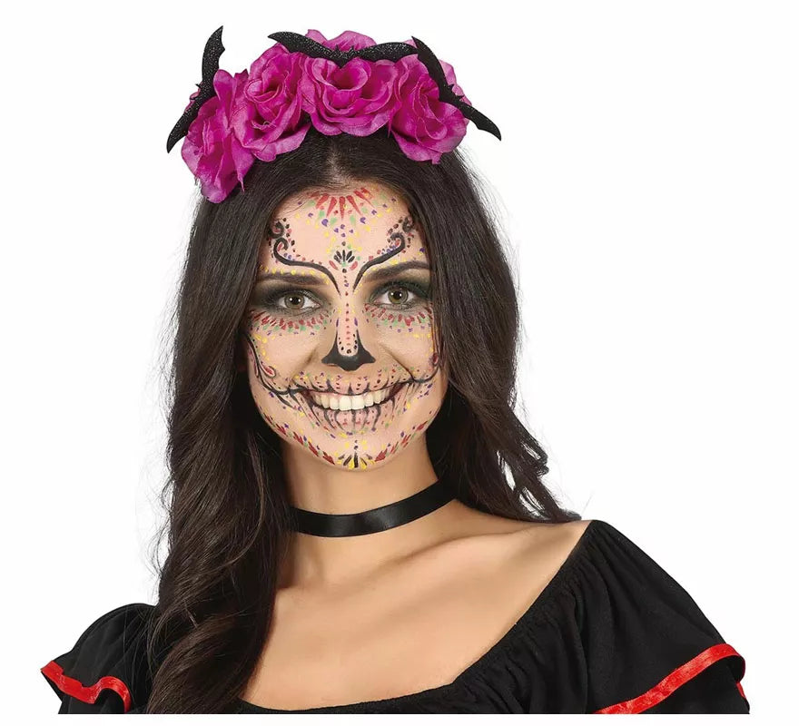 Diadema con Murciélagos y Flores Lila